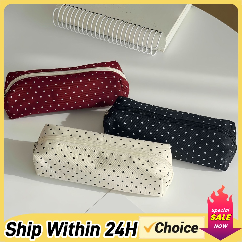 Cute Polka Dot Pencil Case Aes - đánh giá và giá Aesthetic Large Pencil Case Pouch