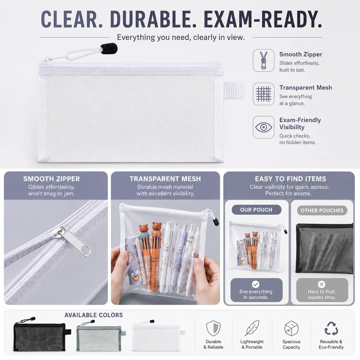 Transparent Mesh Pen Bag Clear - đánh giá và giá Clear Mesh Pencil Pouch For Exam