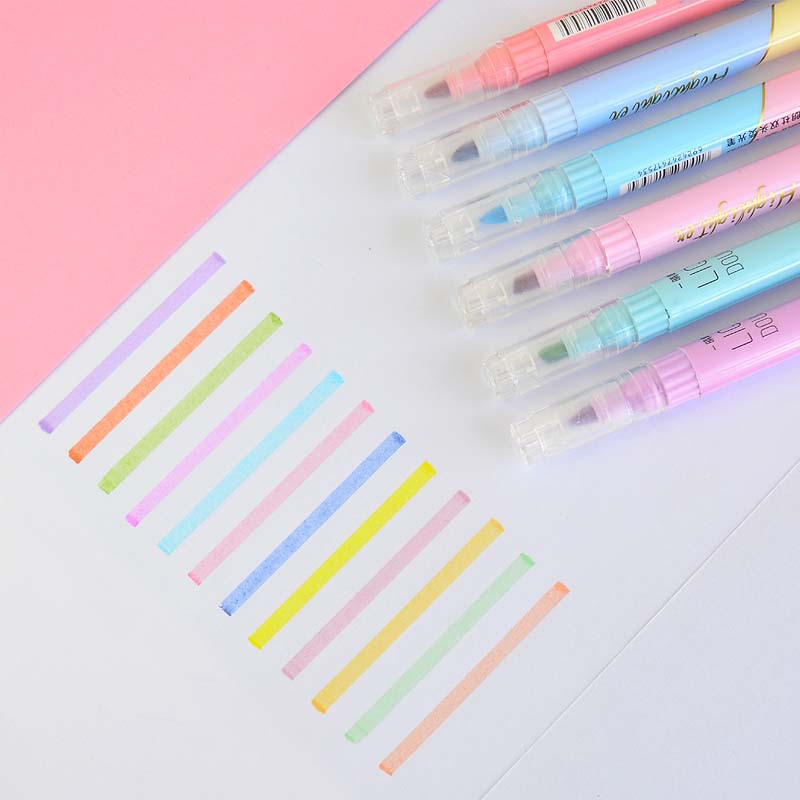 Bộ 6 Đôi Đầu Cao Cấp Bút Kawai - đánh giá và giá Pastel Highlighter Set Double Ended