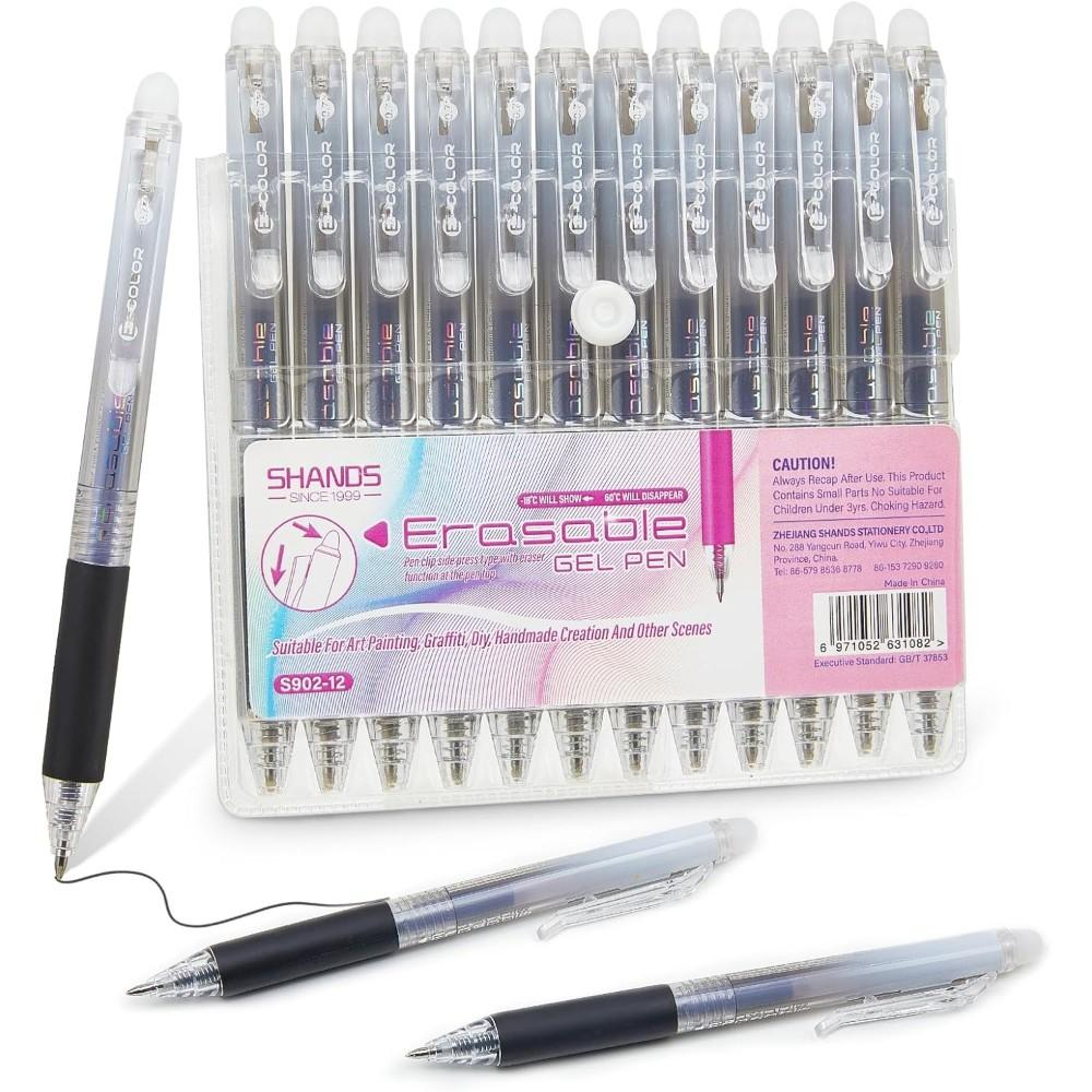 12-Pack 0.7mm Erasable Gel Pen - đánh giá và giá Retractable Eraser Pen Click